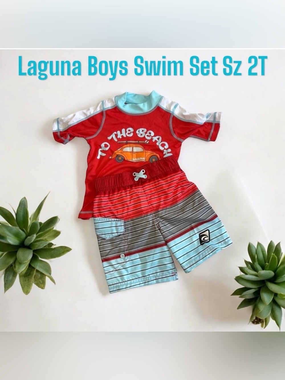 Laguna Boys 2Pc VW Bug To The Beach Boys Swim Set Size 2T NWT